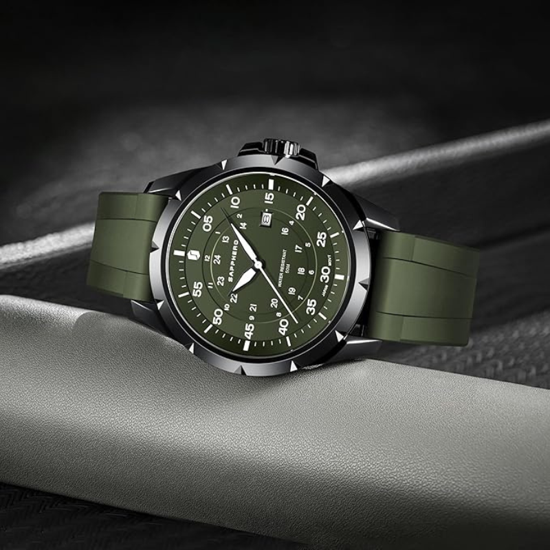 Relógio SAPPHERO SO2103 Verde Militar | Design Elegante e Resistente