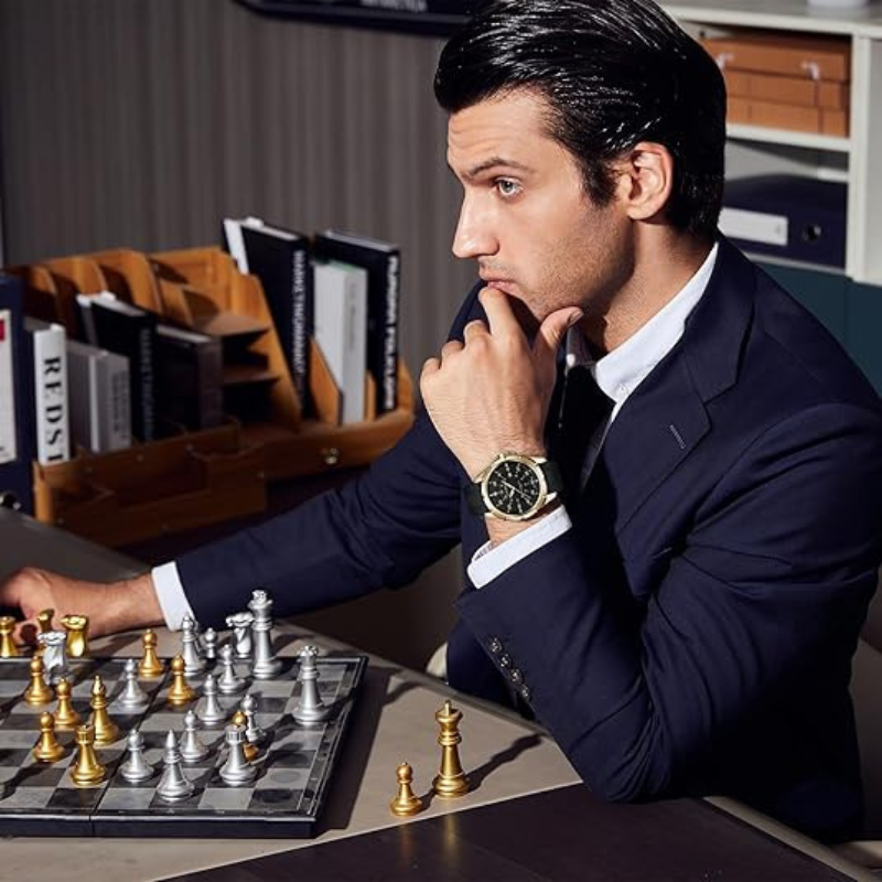 SAPPHERO Relógio masculino de quartzo de luxo 50m à prova d'água movimento importado relógio de pulso de aço inoxidável presente masculino
