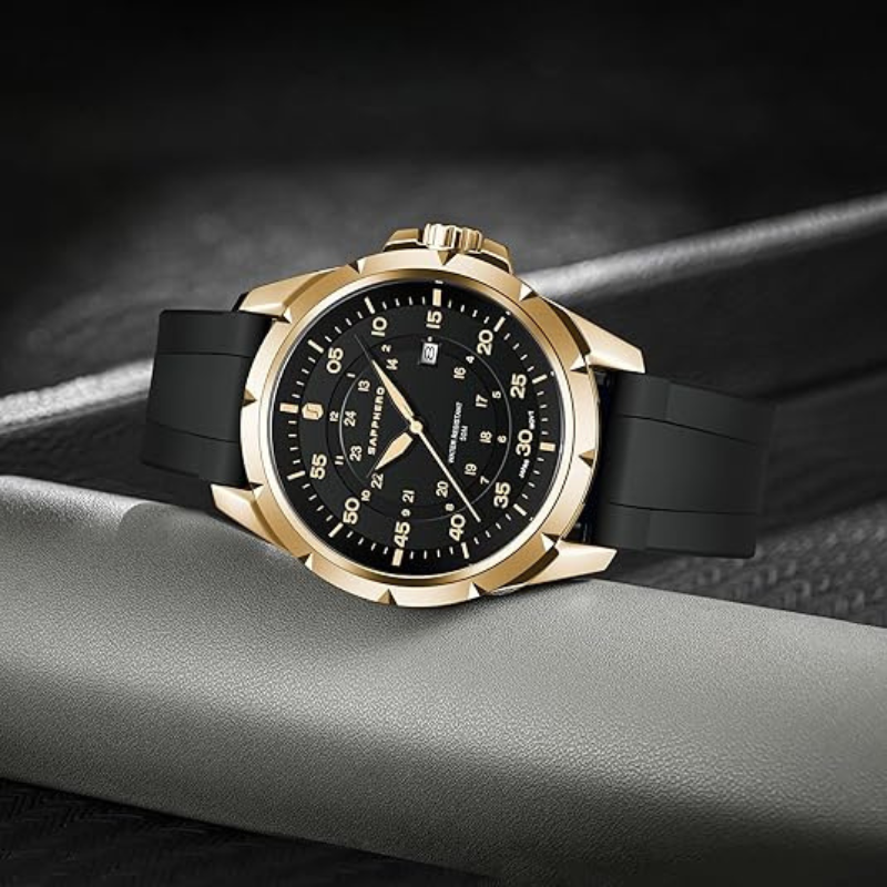 SAPPHERO Relógio masculino de quartzo de luxo 50m à prova d'água movimento importado relógio de pulso de aço inoxidável presente masculino