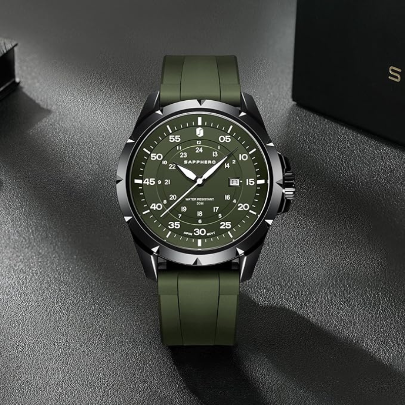 Relógio SAPPHERO SO2103 Verde Militar | Design Elegante e Resistente