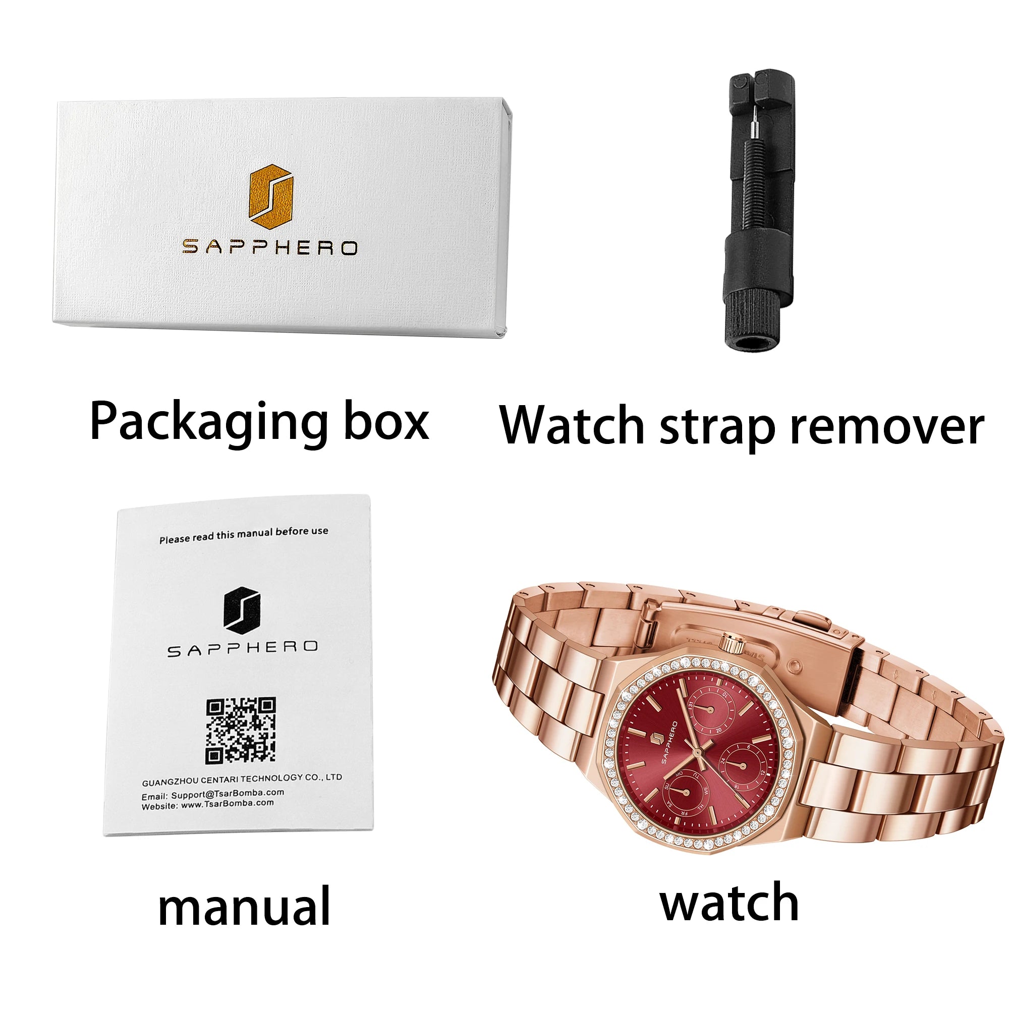 Sapphero luxo moda rosa ouro relógio elegante versátil relógio feminino japão movimento pulseira de aço inoxidável presente do feriado