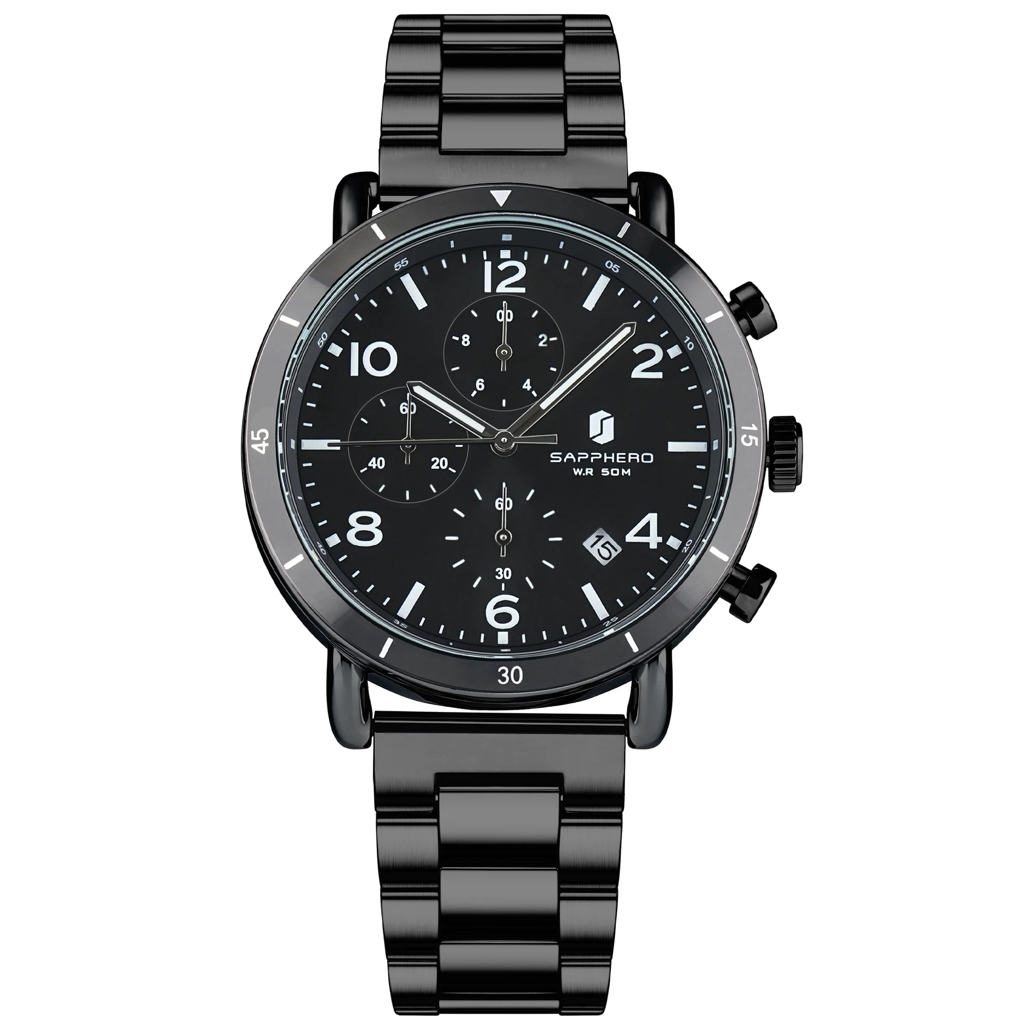 Sapphero clássico negócios quartzo relógio masculino 5atm à prova dwaterproof água caixa de presente conjunto 42mm grande mostrador data função relógio de pulso