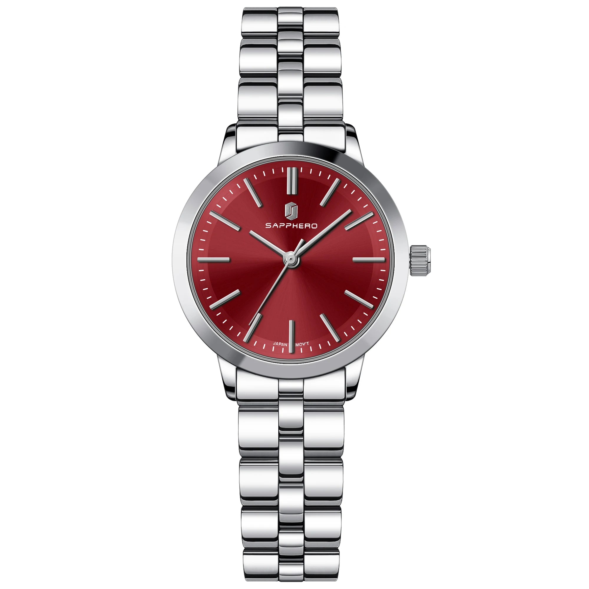 Sapphero elegante relógio feminino japão movimento à prova dwaterproof água relógio de presente do feriado relógio de pulso esportivo pulseira de aço inoxidável