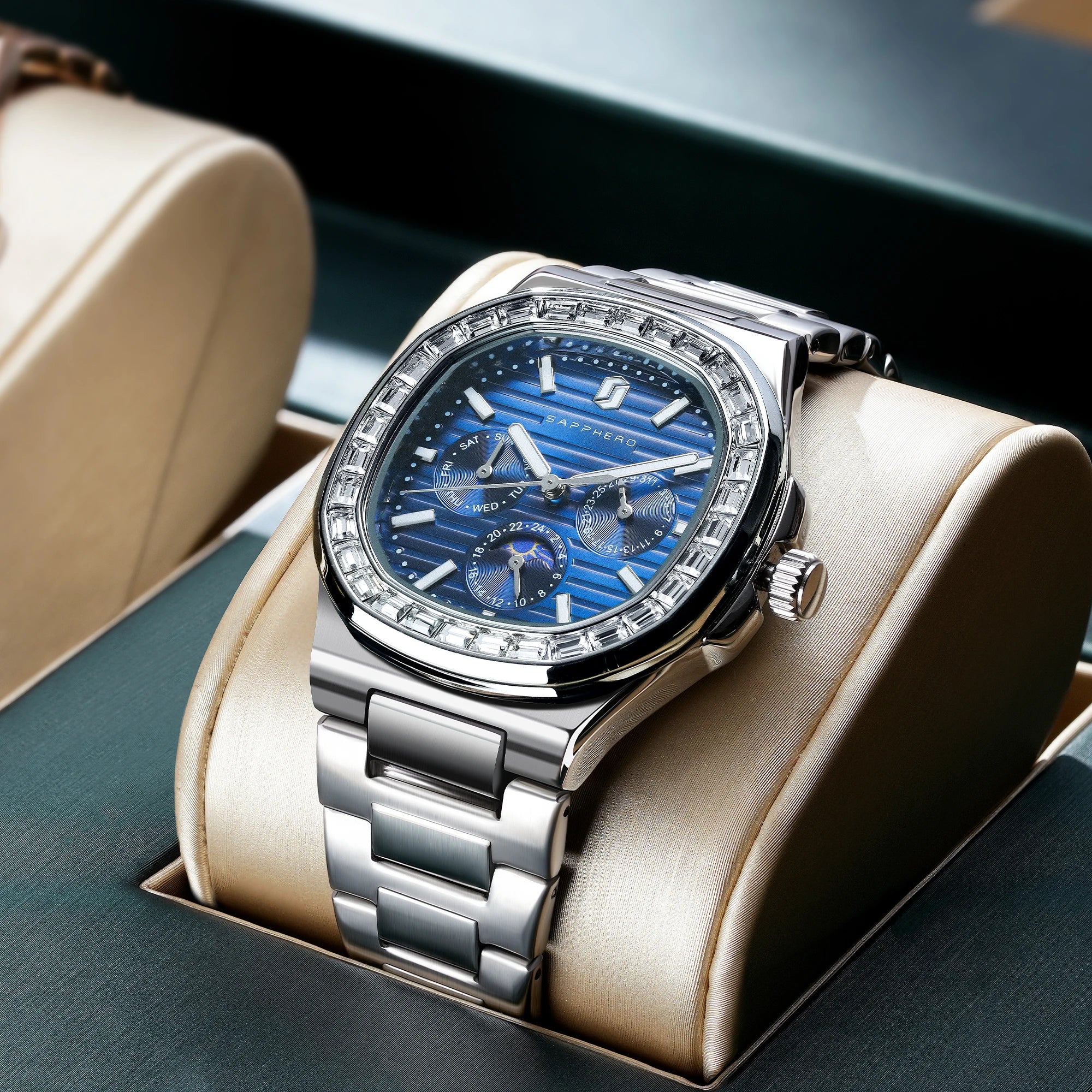 SAPPHERO Relógios masculinos moda relógios de quartzo relógios de aço inoxidável para homens presentes de luxo