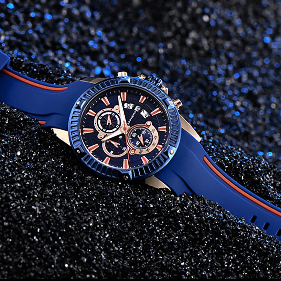 Sapphero relógio de quartzo masculino, relógio esportivo à prova d'água com pulseira de silicone, relógio militar de marca de luxo, presente, relógio preciso