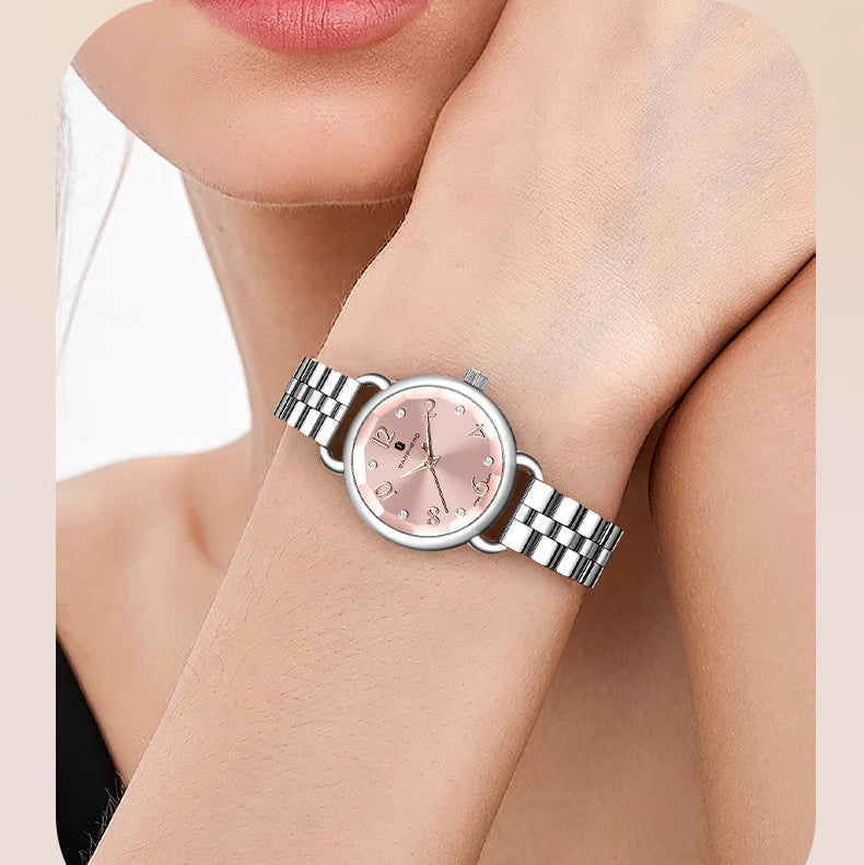 Sapphero relógios femininos moda versátil relógio feminino luz luxo ultra-fino relógios femininos pulseiras de aço inoxidável relógio de presente