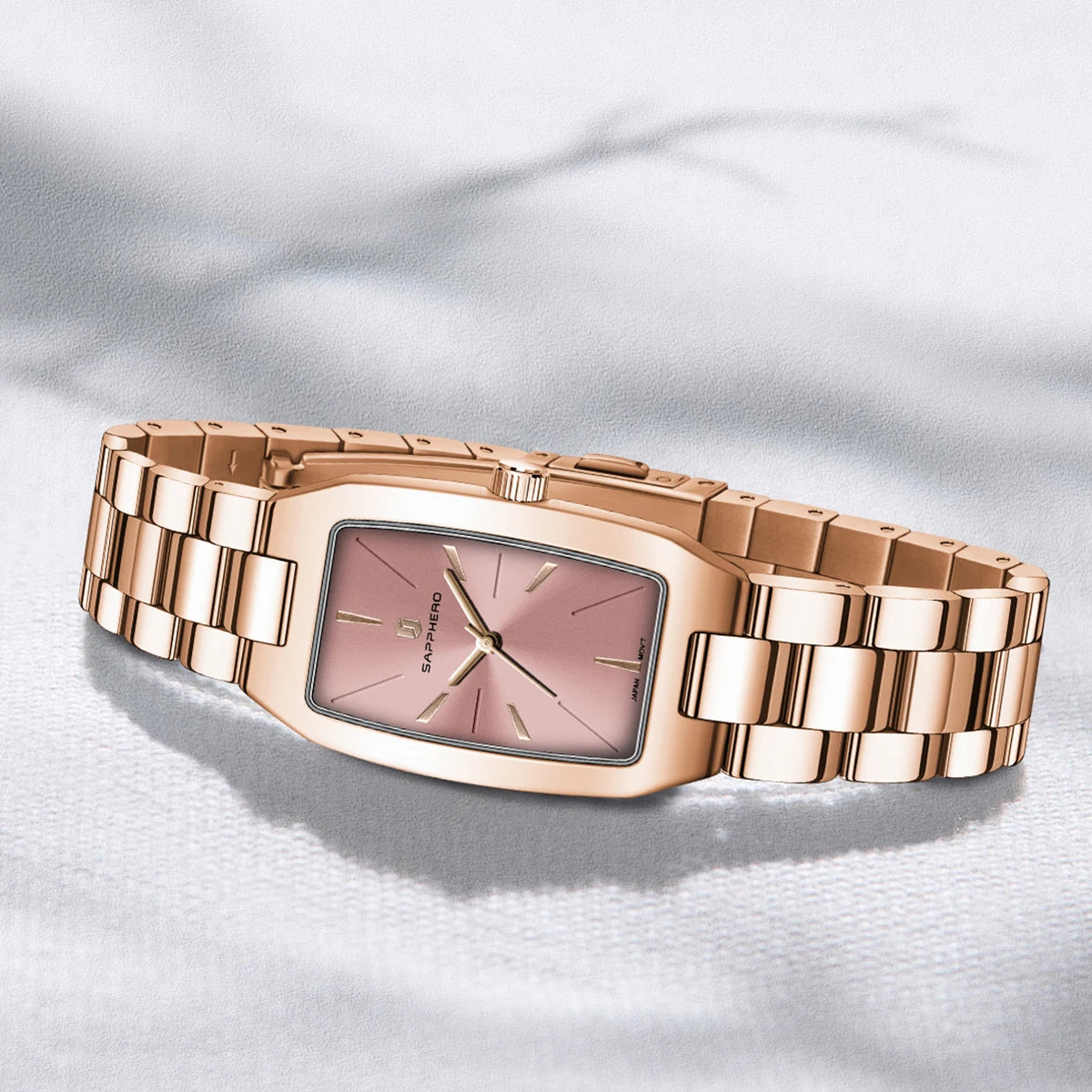 Sapphero moda feminina relógio de quartzo ultra fino pulseira de aço inoxidável movimento seiko bonito embalagem presente relógio de pulso