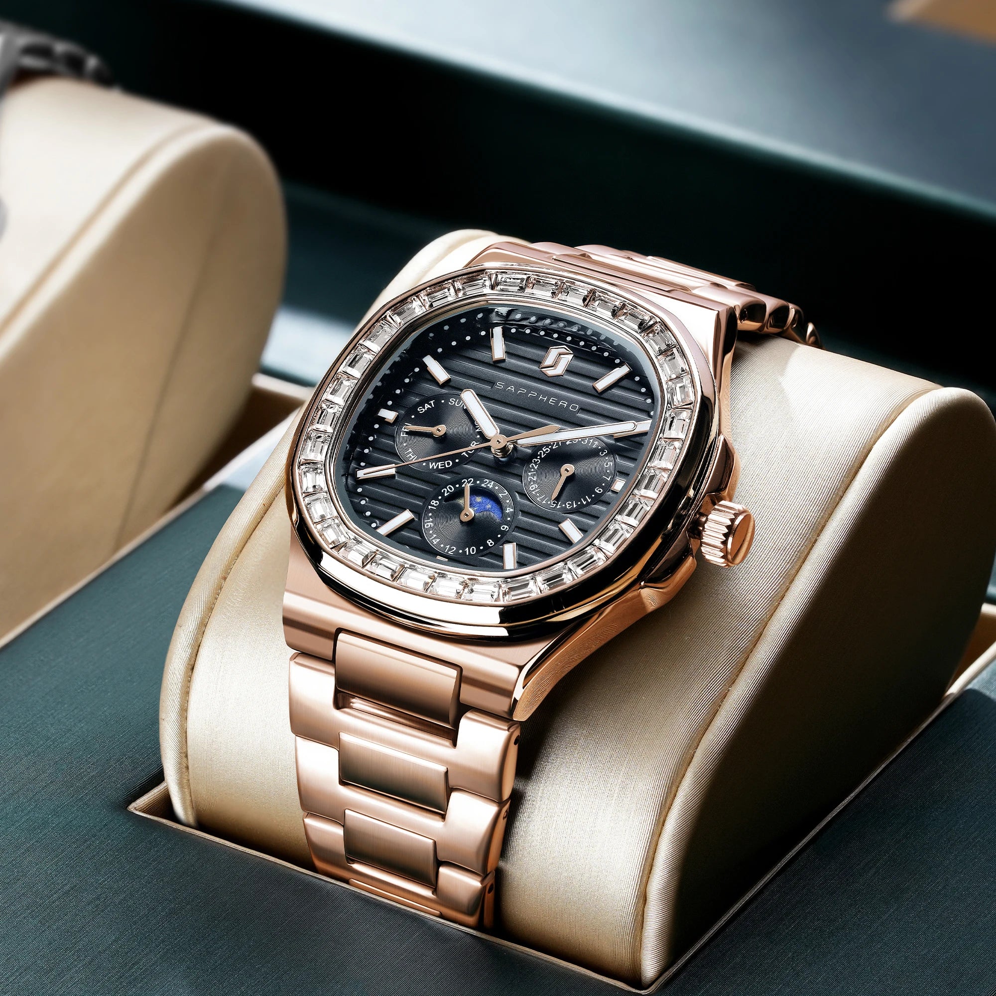 SAPPHERO Relógios masculinos moda relógios de quartzo relógios de aço inoxidável para homens presentes de luxo