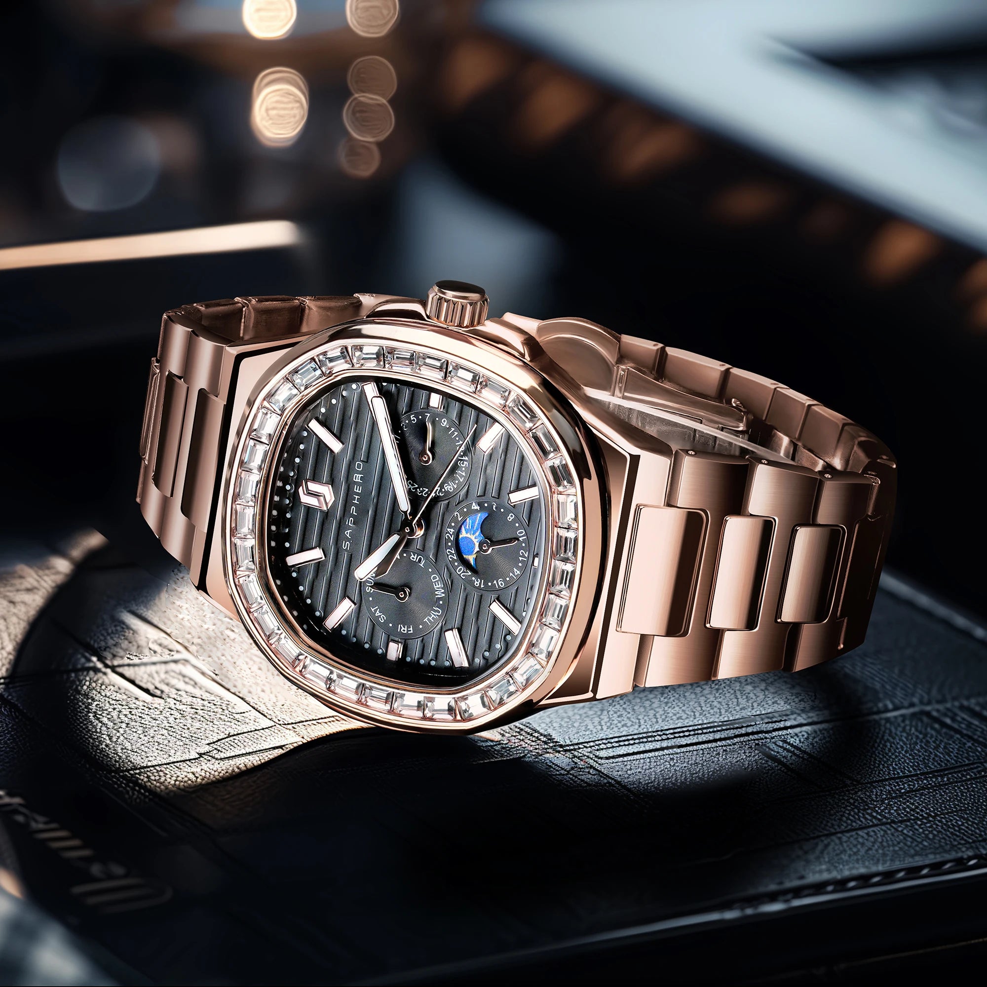 SAPPHERO Relógios masculinos moda relógios de quartzo relógios de aço inoxidável para homens presentes de luxo