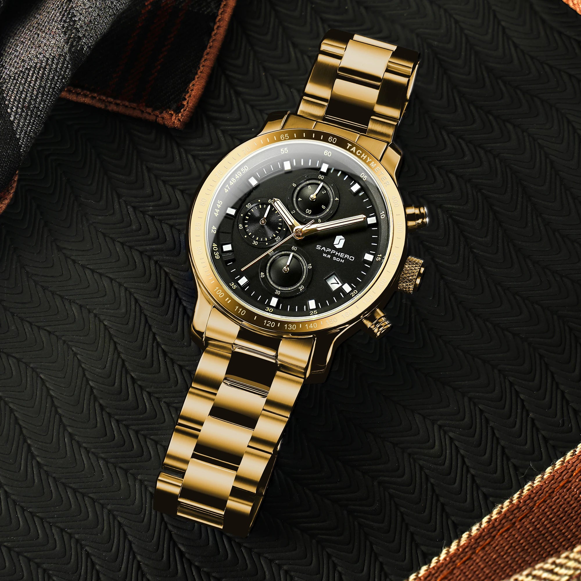 Sapphero relógio de negócios data relógio de pulso masculino simples relógios de aço inoxidável 50m à prova dwaterproof água 2025 nova moda presentes masculinos