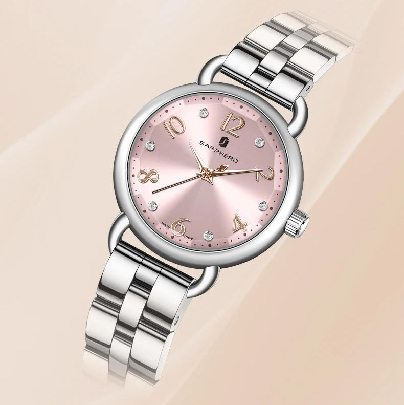 Sapphero relógios femininos moda versátil relógio feminino luz luxo ultra-fino relógios femininos pulseiras de aço inoxidável relógio de presente