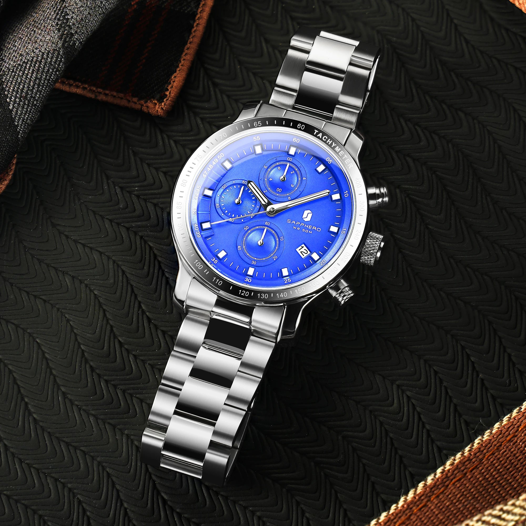 Sapphero relógio de negócios data relógio de pulso masculino simples relógios de aço inoxidável 50m à prova dwaterproof água 2025 nova moda presentes masculinos