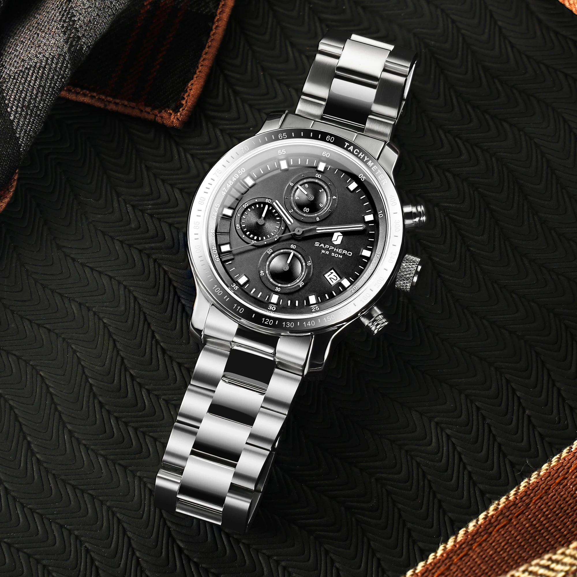 Sapphero relógio de negócios data relógio de pulso masculino simples relógios de aço inoxidável 50m à prova dwaterproof água 2025 nova moda presentes masculinos
