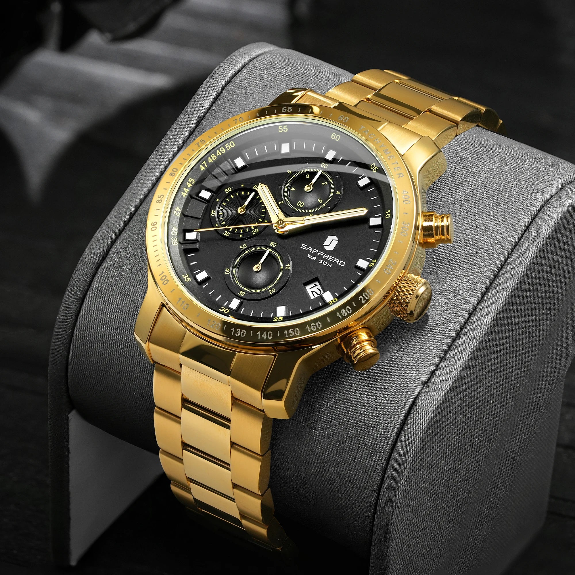 Sapphero relógio de negócios data relógio de pulso masculino simples relógios de aço inoxidável 50m à prova dwaterproof água 2025 nova moda presentes masculinos