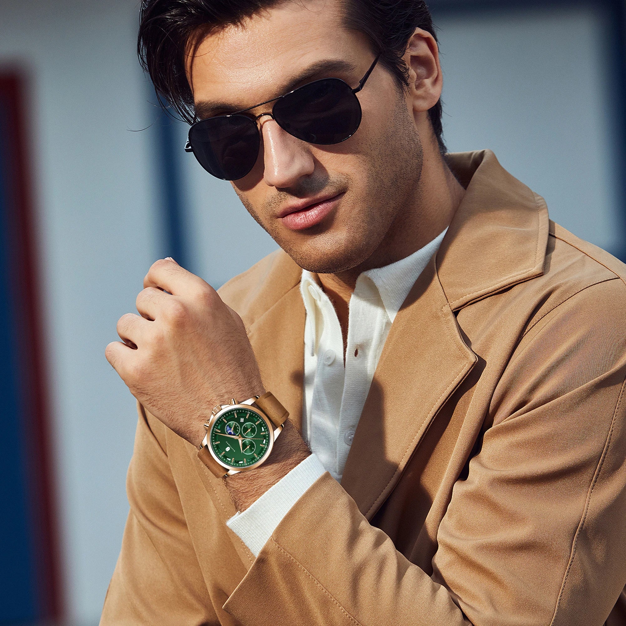 Sapphero relógios de negócios masculinos pulseira de couro esportes casual quartzo relógio masculino clássico à prova dwaterproof água 5atm relógio de pulso