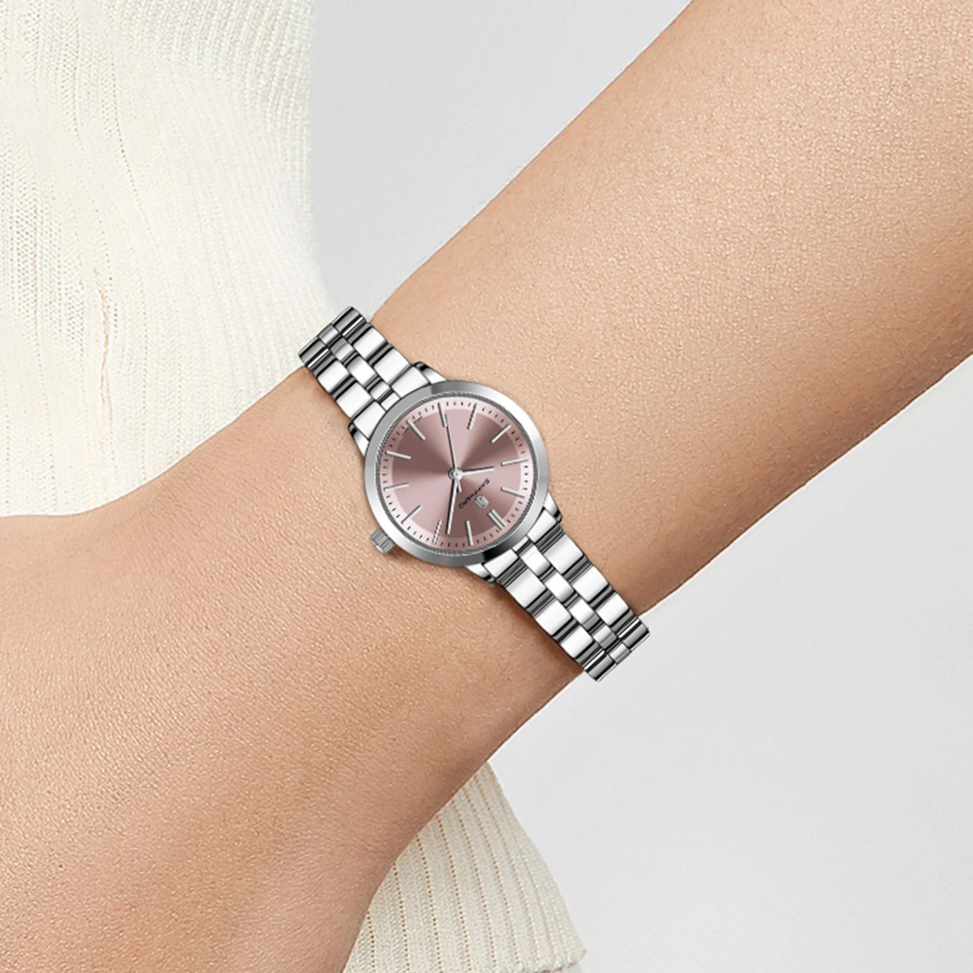 Sapphero elegante relógio feminino japão movimento à prova dwaterproof água relógio de presente do feriado relógio de pulso esportivo pulseira de aço inoxidável