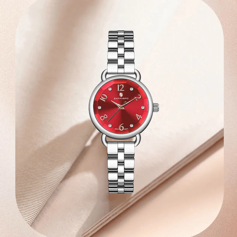Sapphero relógios femininos moda versátil relógio feminino luz luxo ultra-fino relógios femininos pulseiras de aço inoxidável relógio de presente