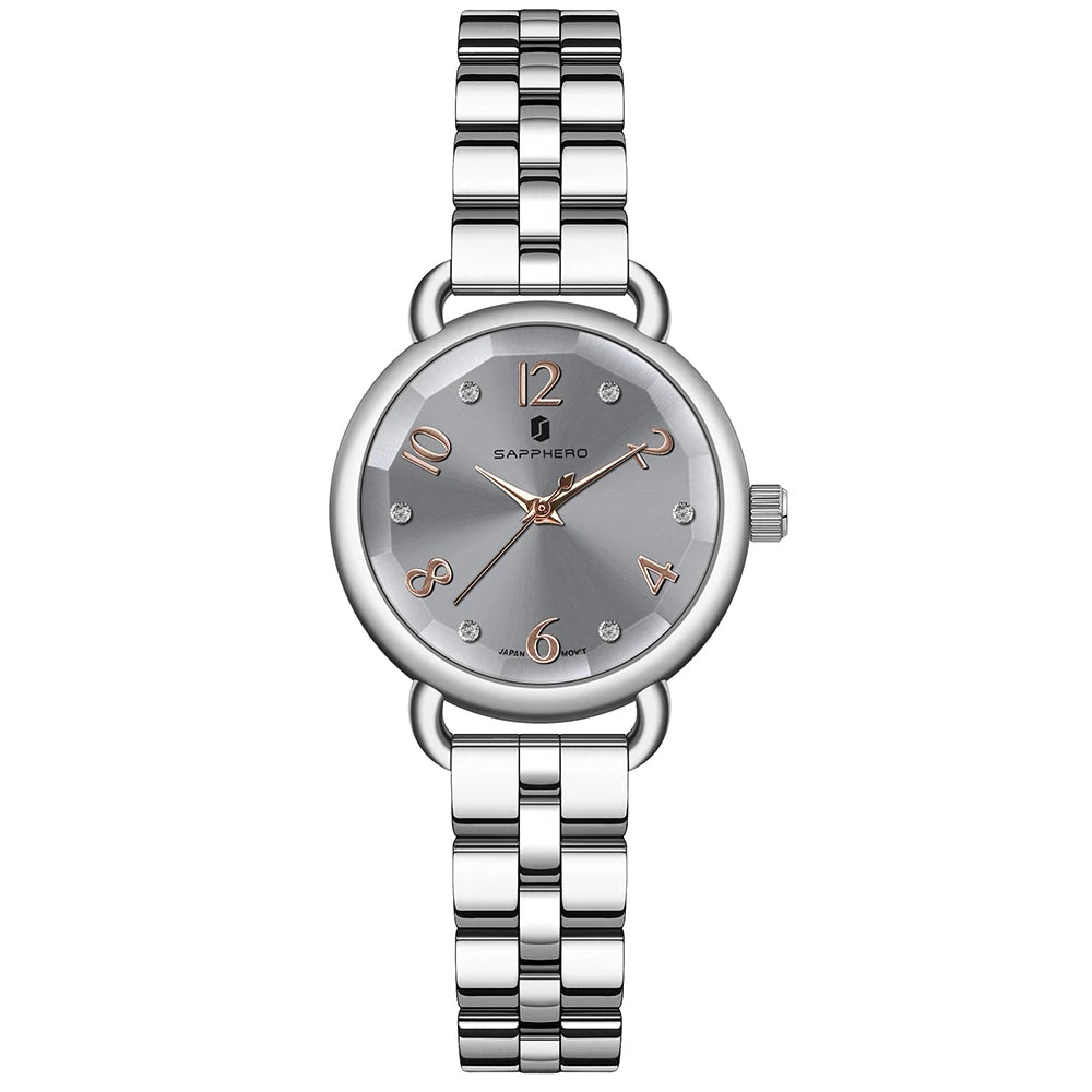 Sapphero relógios femininos moda versátil relógio feminino luz luxo ultra-fino relógios femininos pulseiras de aço inoxidável relógio de presente