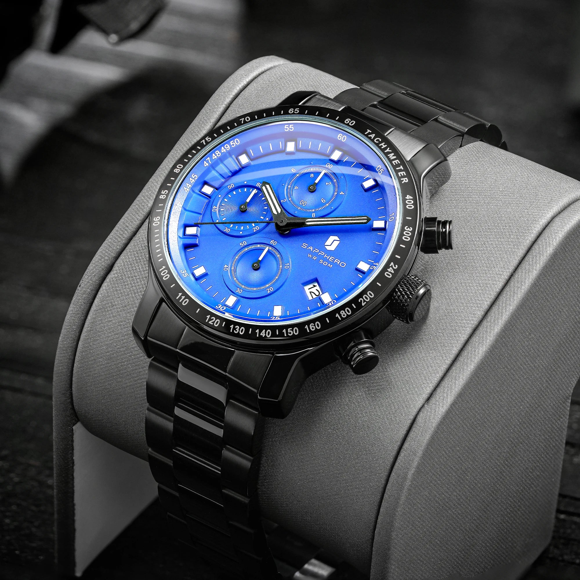 Sapphero relógio de negócios data relógio de pulso masculino simples relógios de aço inoxidável 50m à prova dwaterproof água 2025 nova moda presentes masculinos