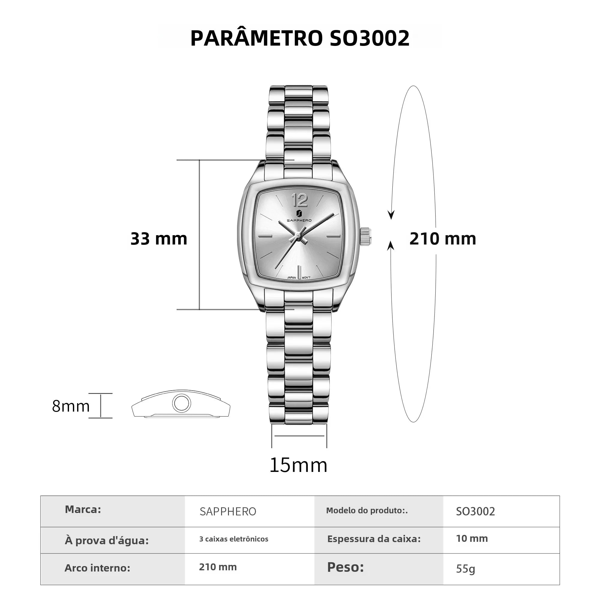 Sapphero elegante relógio feminino luxo ultra fino aço inoxidável relógio de quartzo luz luxo à prova dwaterproof água relógio de pulso esportivo