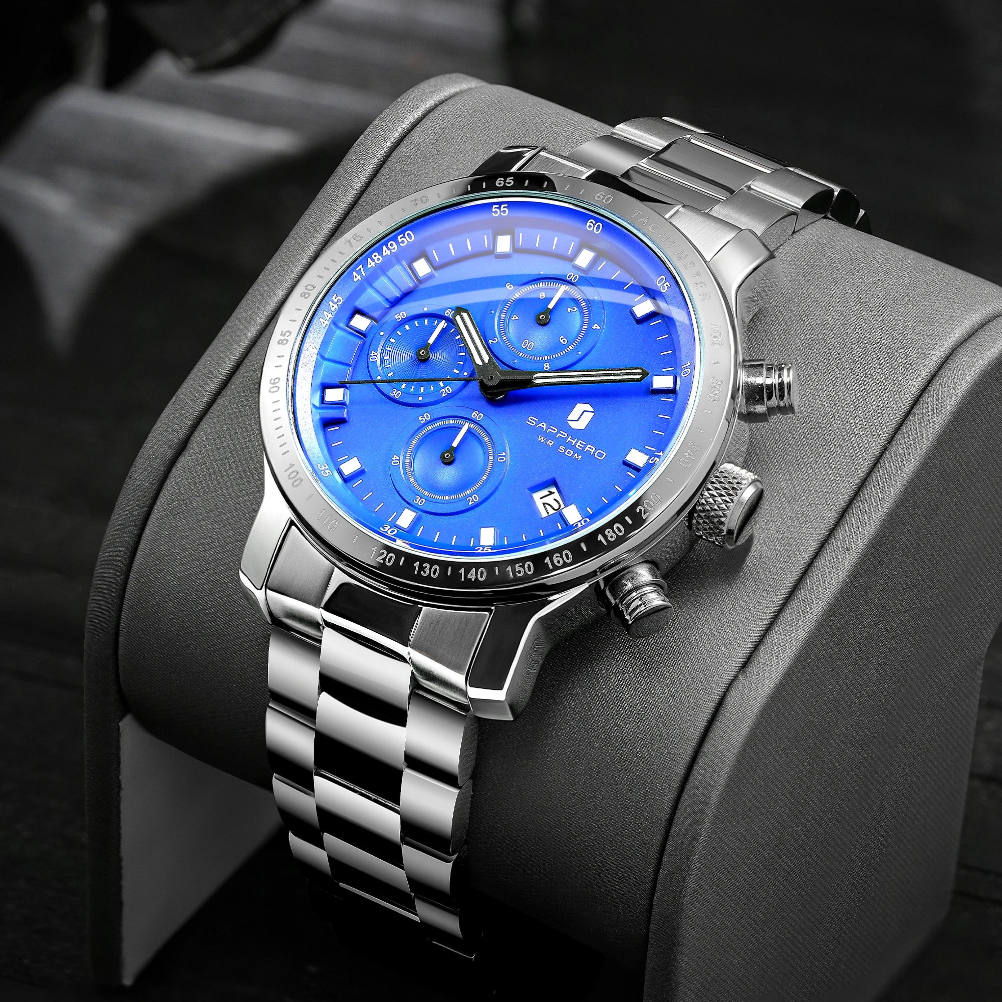Sapphero relógio de negócios data relógio de pulso masculino simples relógios de aço inoxidável 50m à prova dwaterproof água 2025 nova moda presentes masculinos