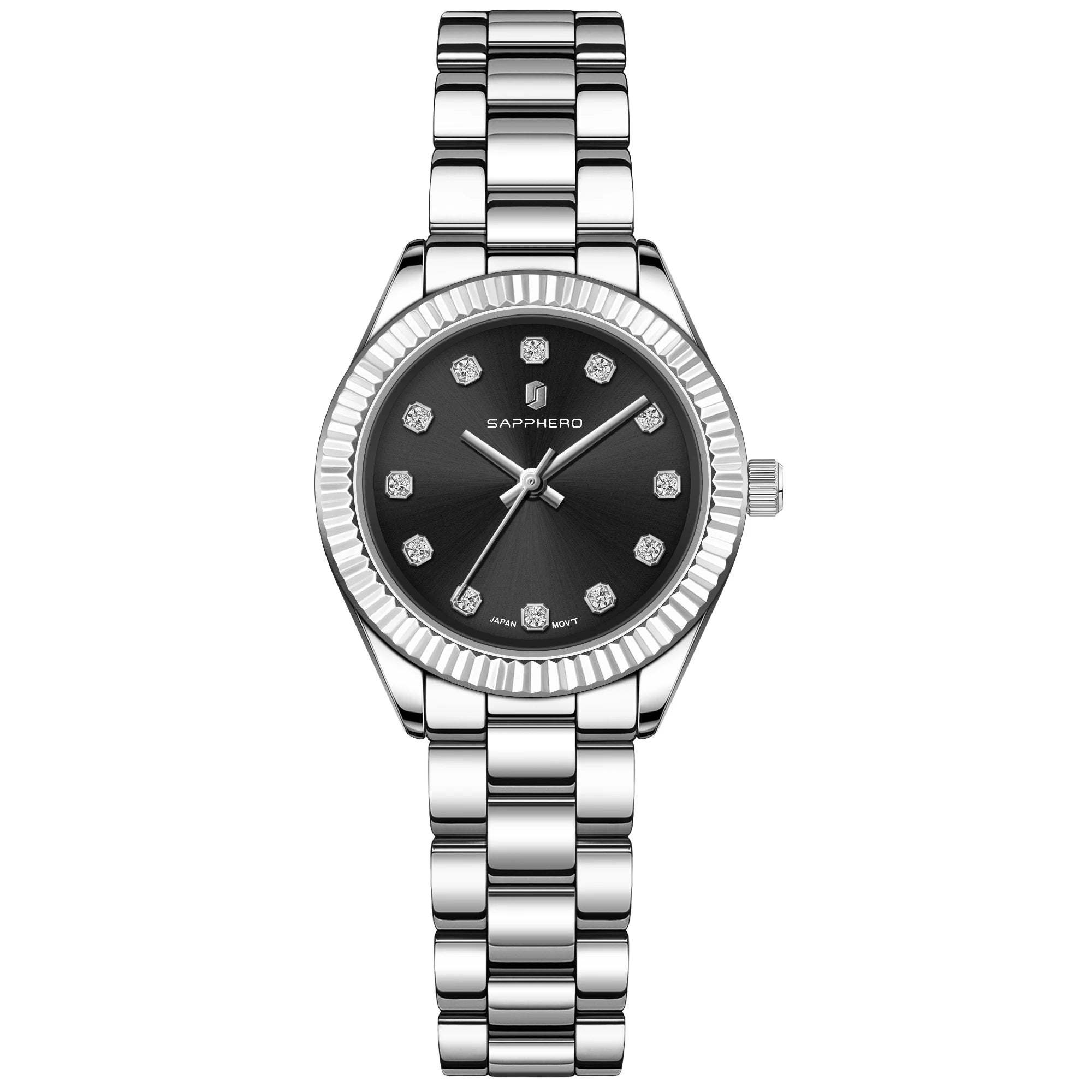 Sapphero elegante relógio de quartzo feminino movimento japão 5atm à prova dwaterproof água luxo rosa ouro relógio feminino luz luxo relógio feminino