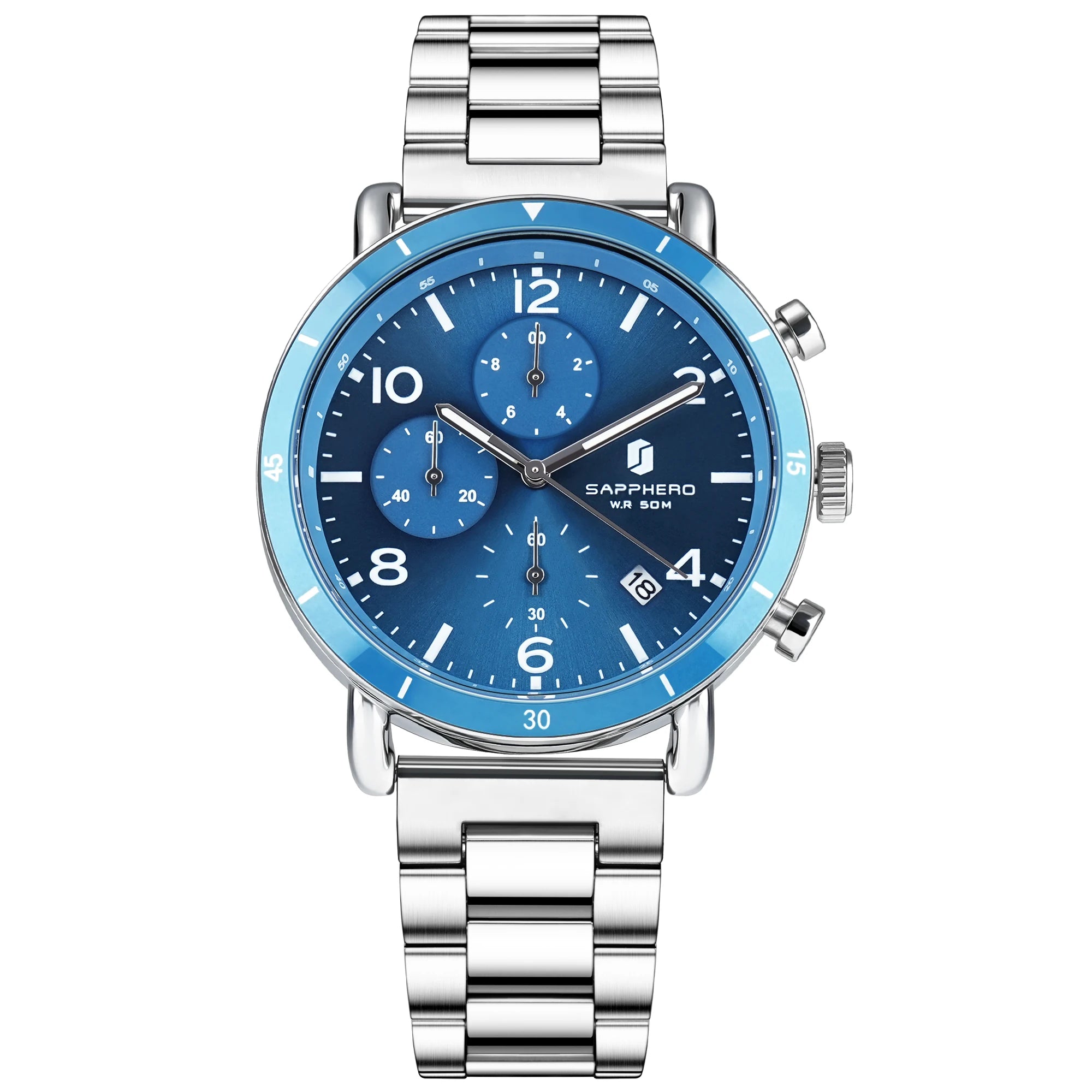 Sapphero clássico negócios quartzo relógio masculino 5atm à prova dwaterproof água caixa de presente conjunto 42mm grande mostrador data função relógio de pulso