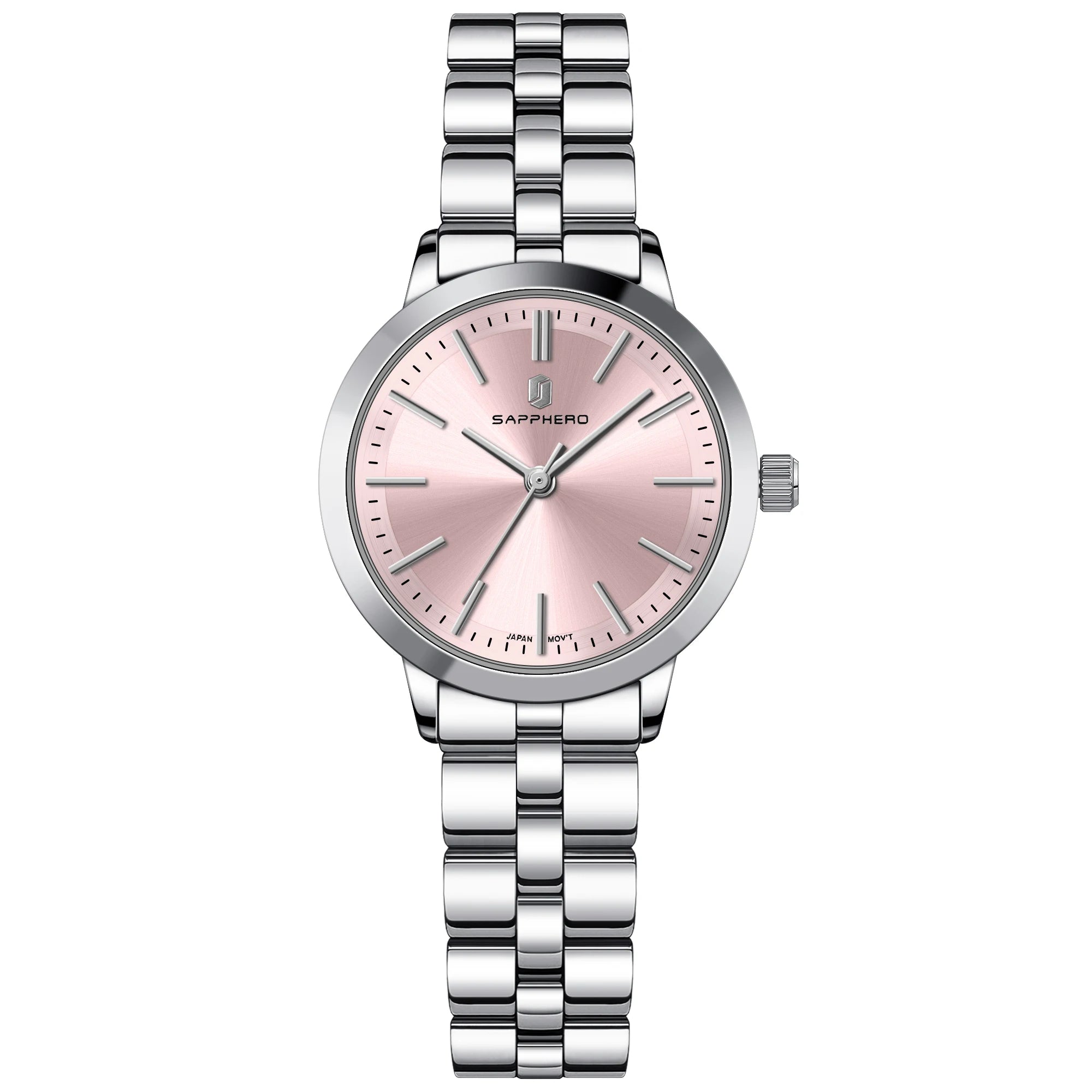 Sapphero elegante relógio feminino japão movimento à prova dwaterproof água relógio de presente do feriado relógio de pulso esportivo pulseira de aço inoxidável