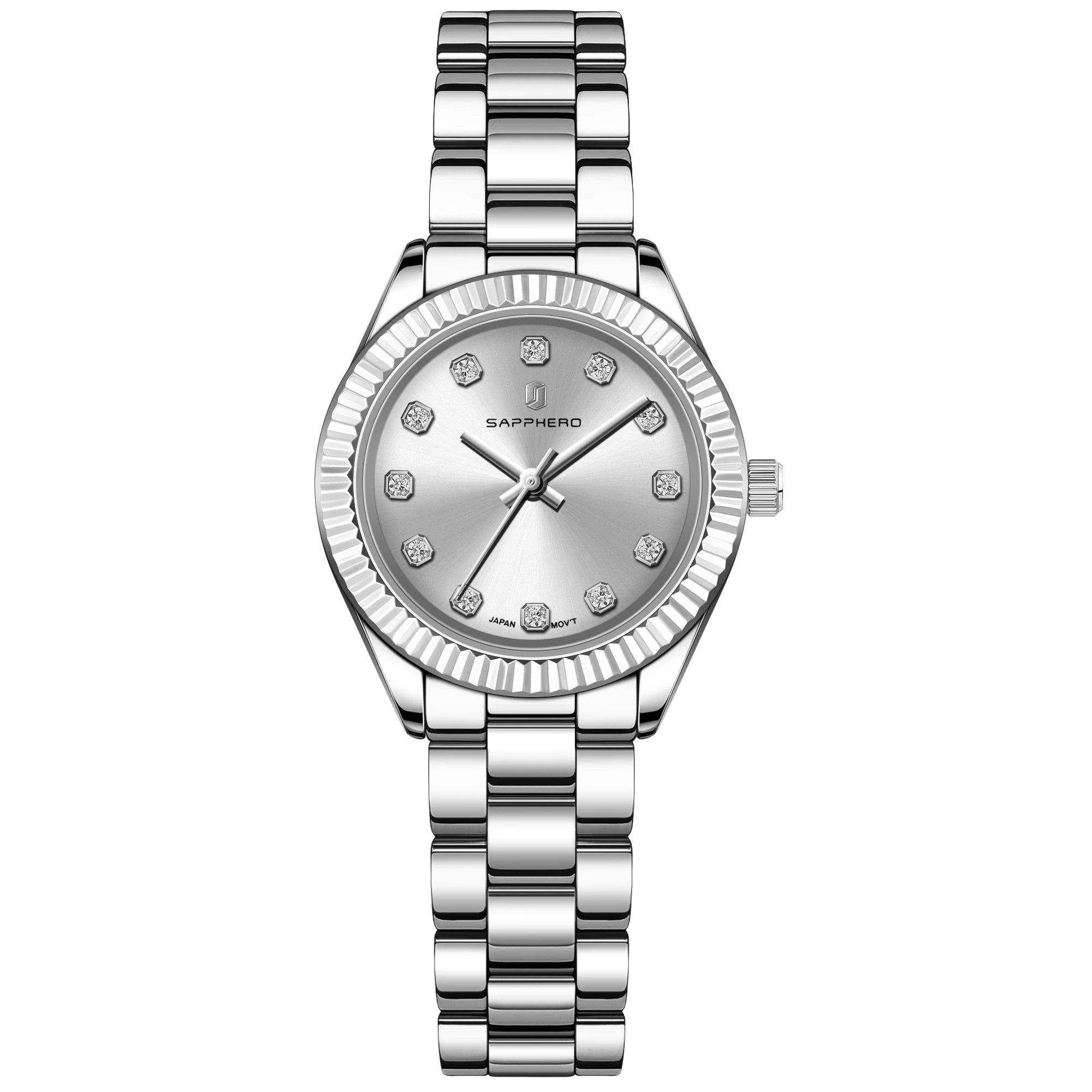 Sapphero elegante relógio de quartzo feminino movimento japão 5atm à prova dwaterproof água luxo rosa ouro relógio feminino luz luxo relógio feminino