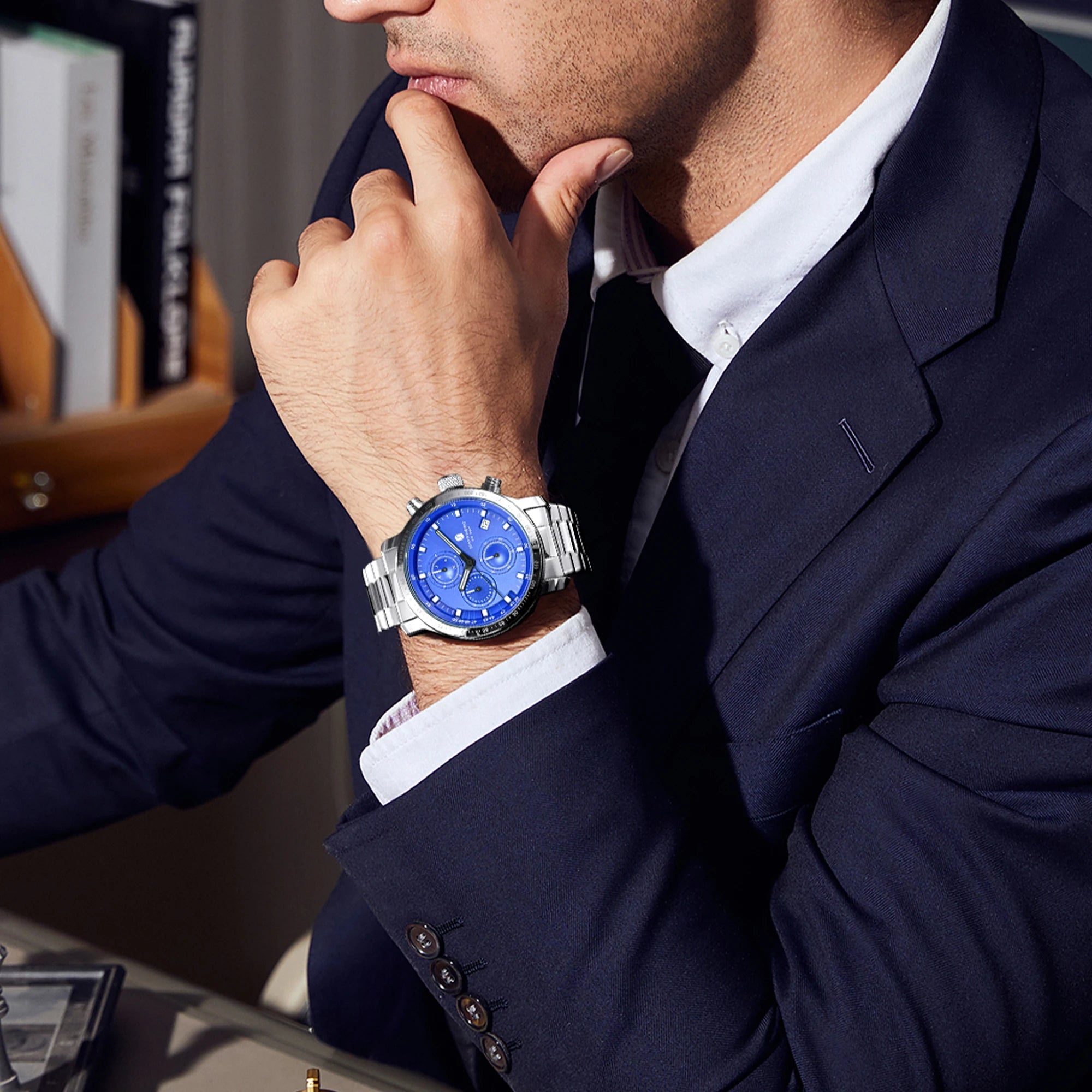 Sapphero relógio de negócios data relógio de pulso masculino simples relógios de aço inoxidável 50m à prova dwaterproof água 2025 nova moda presentes masculinos