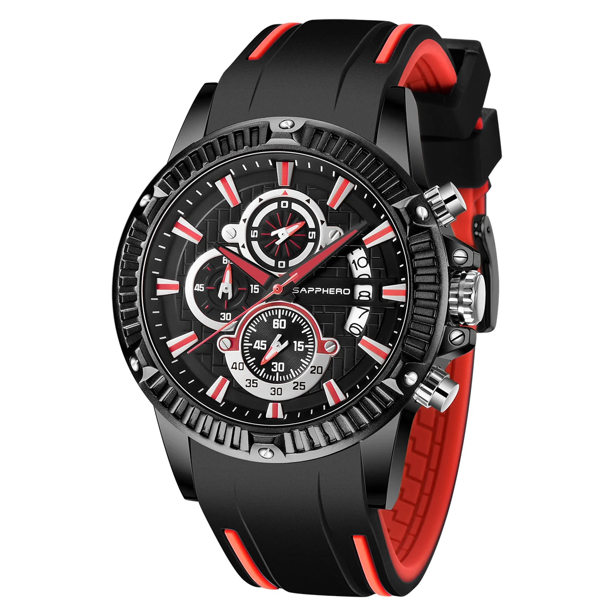 Sapphero relógio de quartzo masculino, relógio esportivo à prova d'água com pulseira de silicone, relógio militar de marca de luxo, presente, relógio preciso