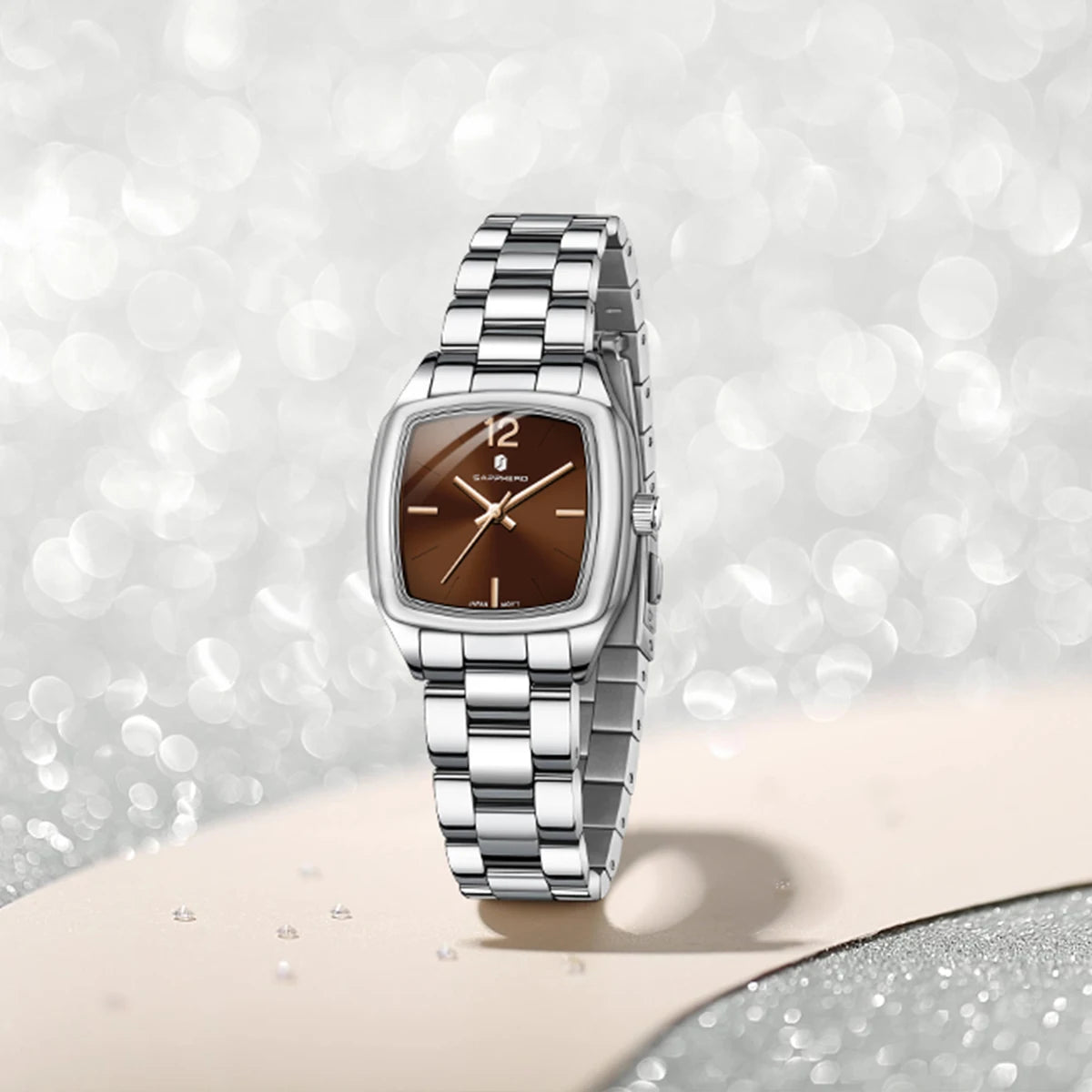 Sapphero elegante relógio feminino luxo ultra fino aço inoxidável relógio de quartzo luz luxo à prova dwaterproof água relógio de pulso esportivo