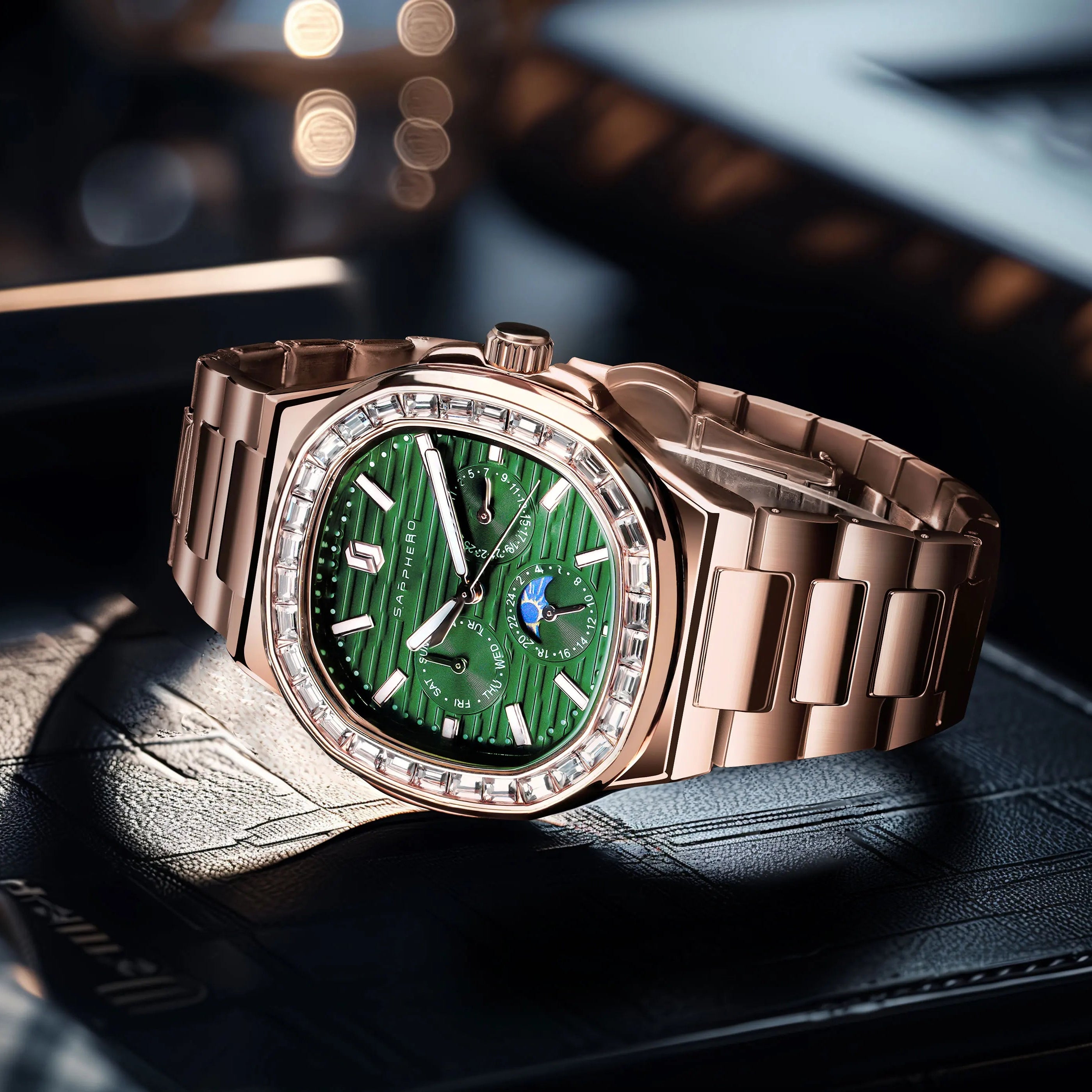 SAPPHERO Relógios masculinos moda relógios de quartzo relógios de aço inoxidável para homens presentes de luxo