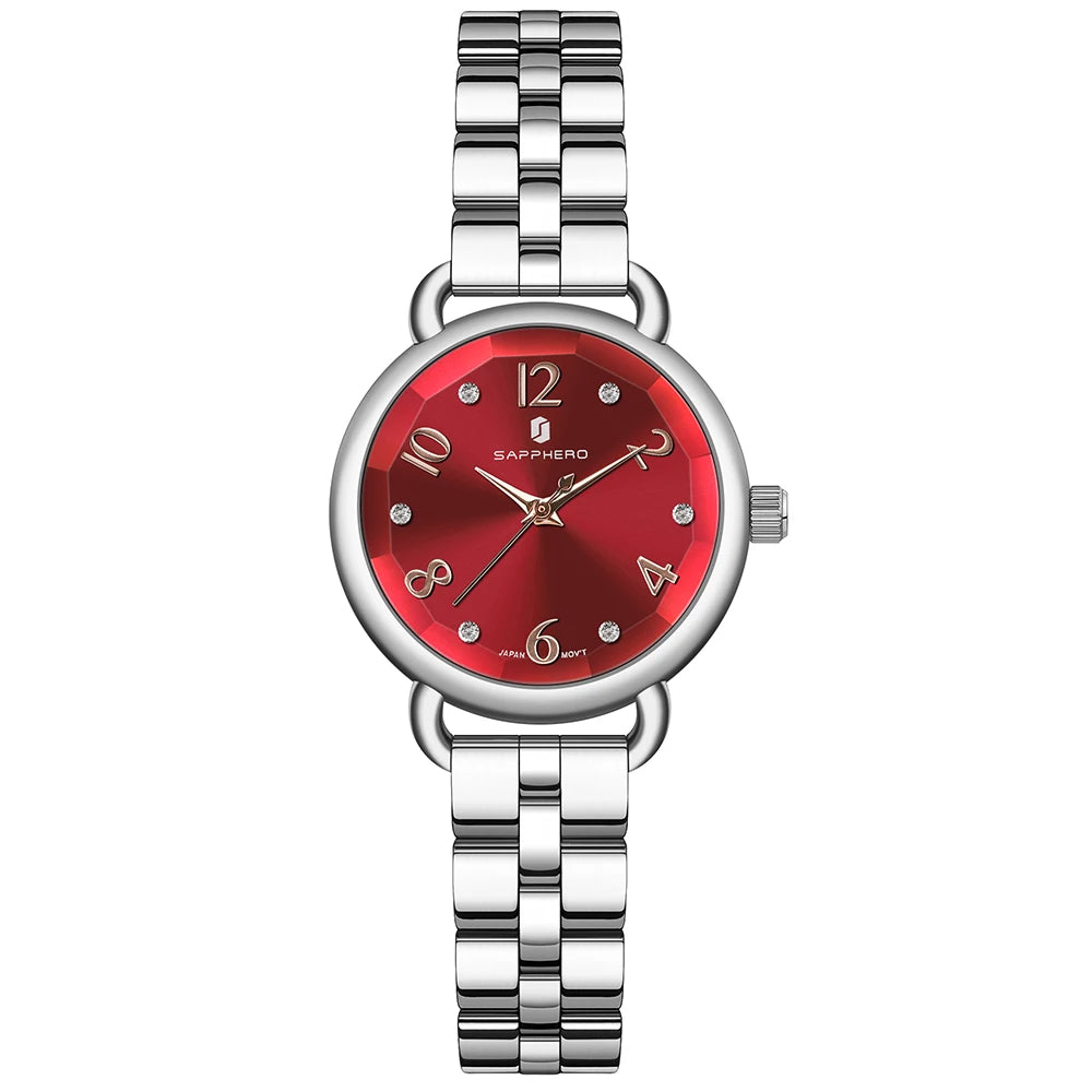 Sapphero relógios femininos moda versátil relógio feminino luz luxo ultra-fino relógios femininos pulseiras de aço inoxidável relógio de presente