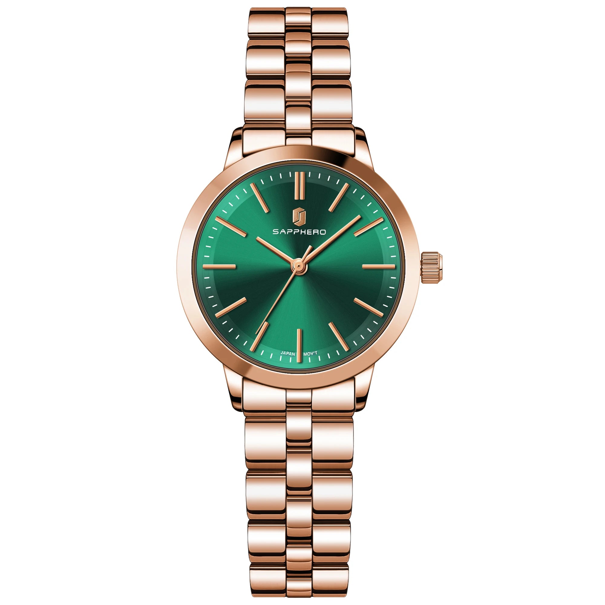 Sapphero elegante relógio feminino japão movimento à prova dwaterproof água relógio de presente do feriado relógio de pulso esportivo pulseira de aço inoxidável