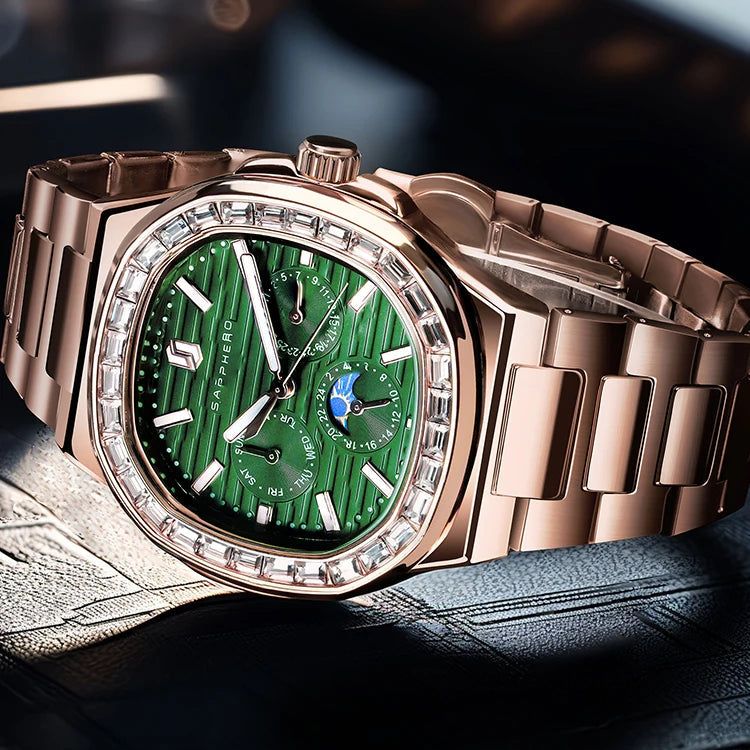 SAPPHERO Relógios masculinos moda relógios de quartzo relógios de aço inoxidável para homens presentes de luxo