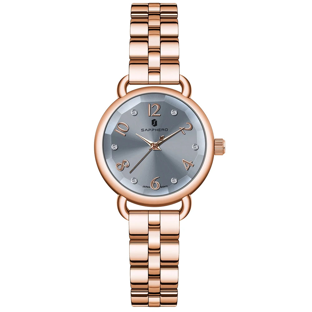 Sapphero relógios femininos moda versátil relógio feminino luz luxo ultra-fino relógios femininos pulseiras de aço inoxidável relógio de presente