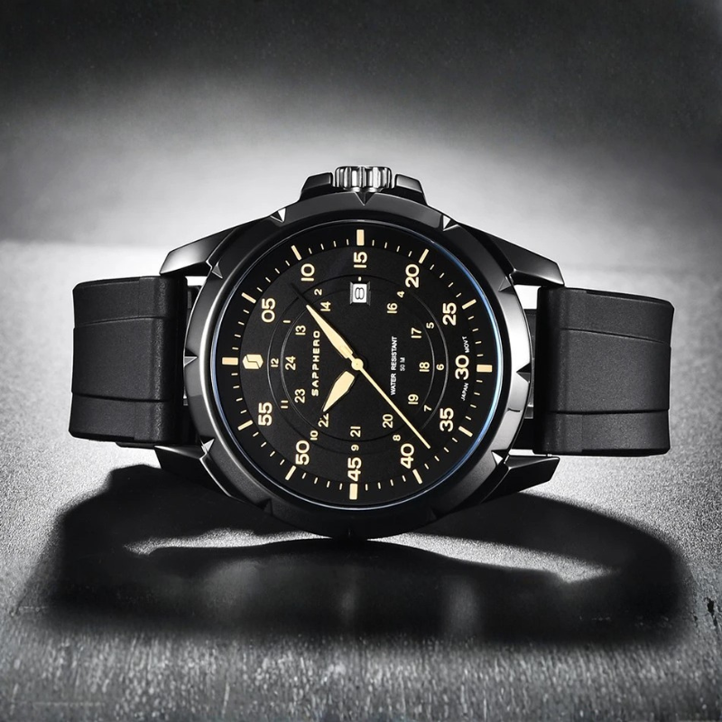 Relógio SAPPHERO SO2103 Preto Dourado | Design Elegante e Resistente