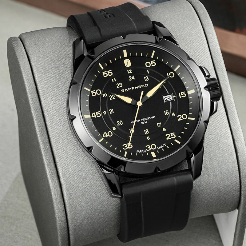 Relógio SAPPHERO SO2103 Preto Dourado | Design Elegante e Resistente