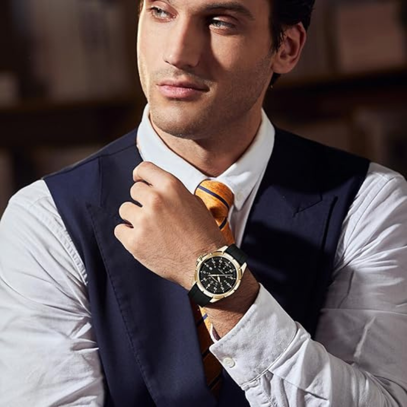 SAPPHERO Relógio masculino de quartzo de luxo 50m à prova d'água movimento importado relógio de pulso de aço inoxidável presente masculino