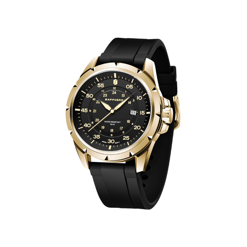 SAPPHERO Relógio masculino de quartzo de luxo 50m à prova d'água movimento importado relógio de pulso de aço inoxidável presente masculino