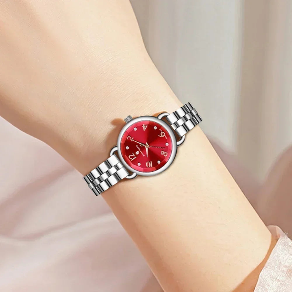 Sapphero relógios femininos moda versátil relógio feminino luz luxo ultra-fino relógios femininos pulseiras de aço inoxidável relógio de presente