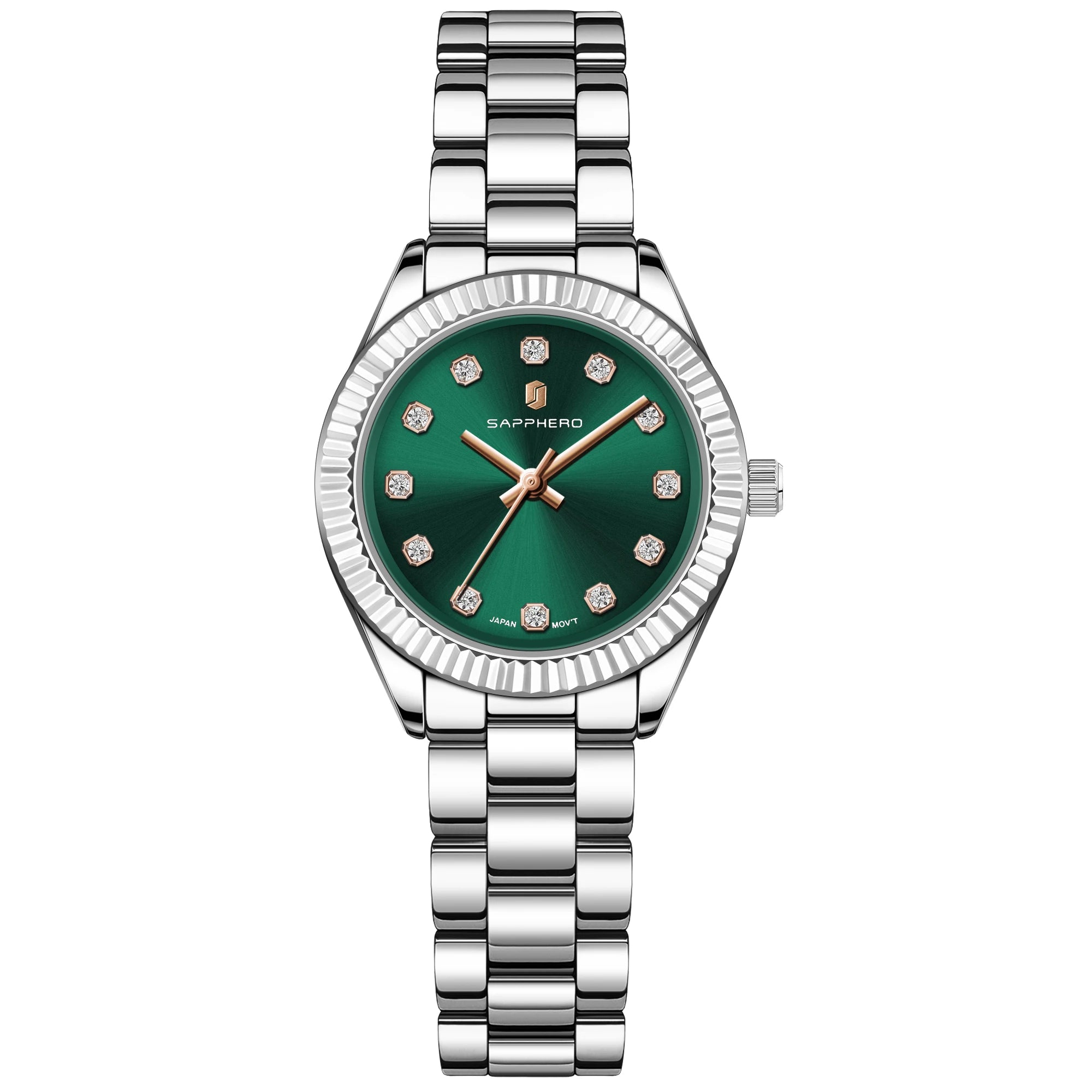 Sapphero elegante relógio de quartzo feminino movimento japão 5atm à prova dwaterproof água luxo rosa ouro relógio feminino luz luxo relógio feminino