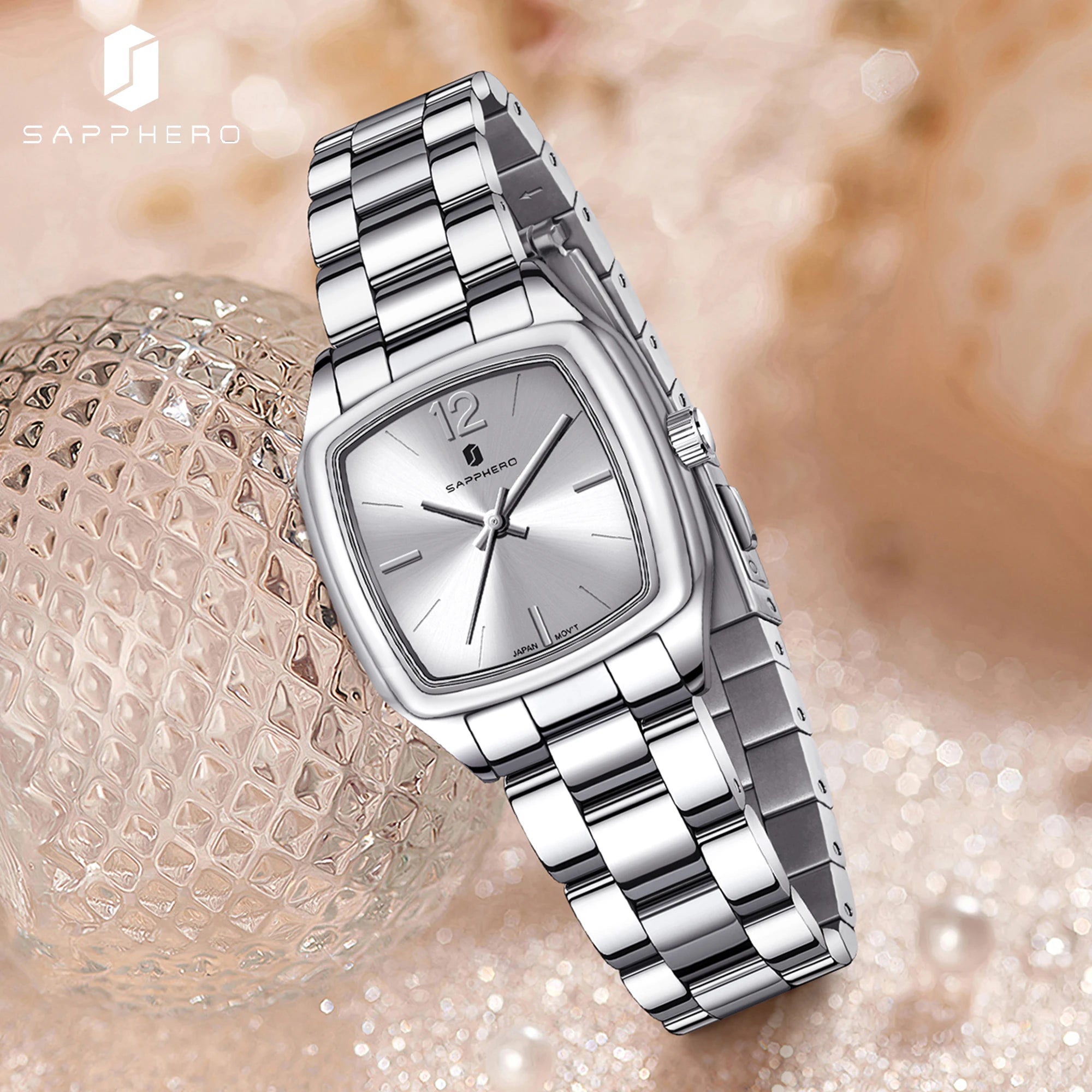 Sapphero elegante relógio feminino luxo ultra fino aço inoxidável relógio de quartzo luz luxo à prova dwaterproof água relógio de pulso esportivo