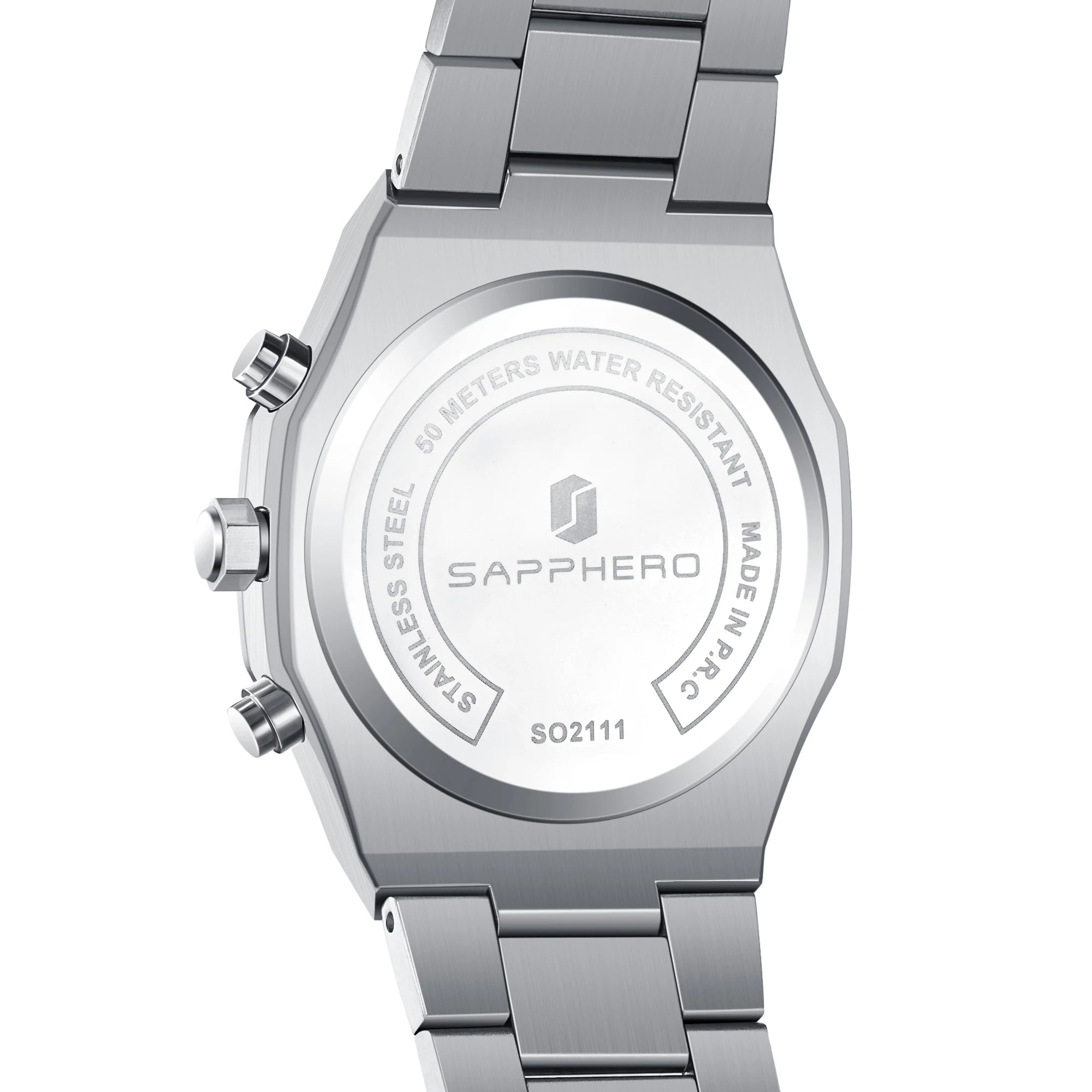 Sapphero relógio masculino de aço inoxidável à prova dwaterproof água relógio masculino cronógrafo relógio de negócios melhor presente