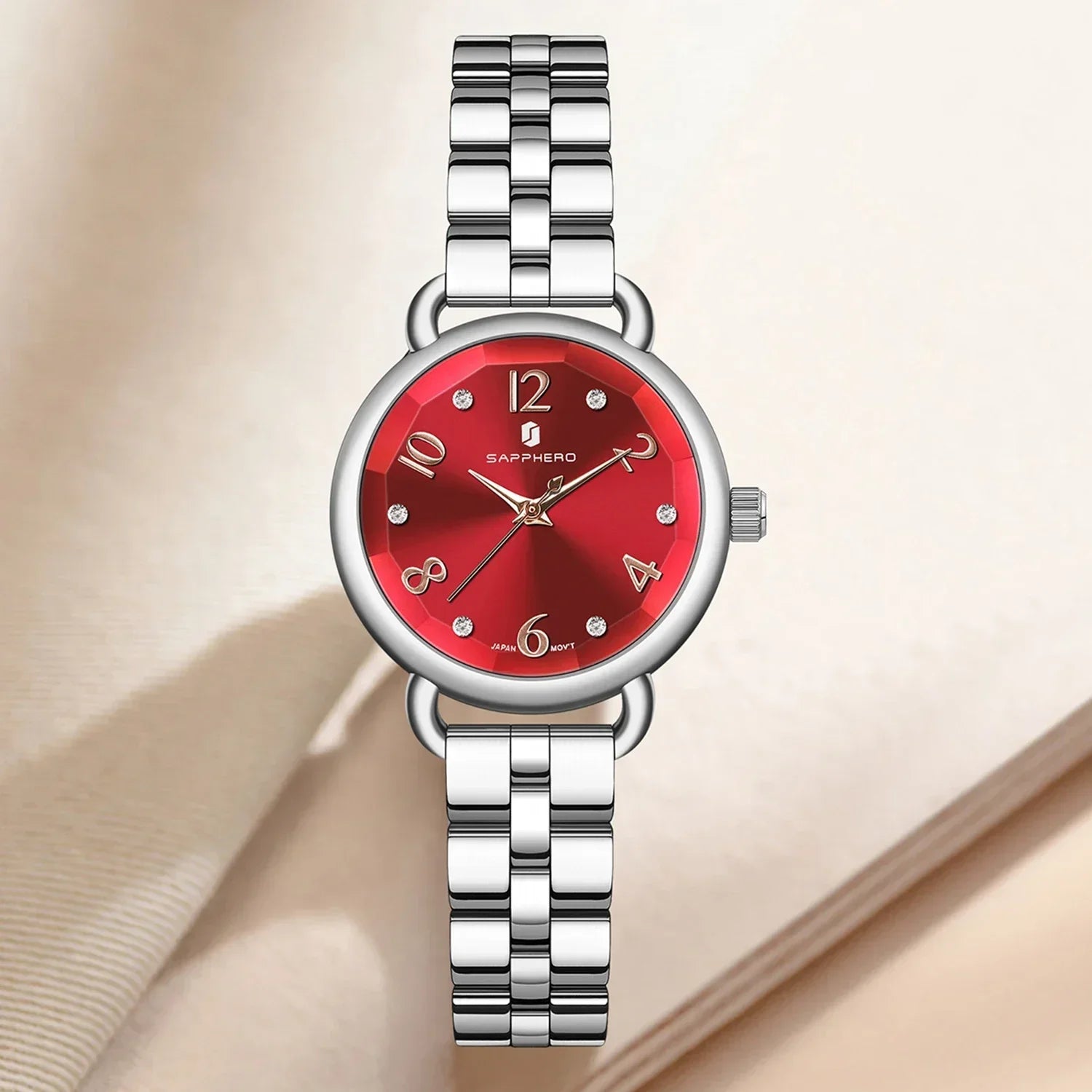 Sapphero relógios femininos moda versátil relógio feminino luz luxo ultra-fino relógios femininos pulseiras de aço inoxidável relógio de presente