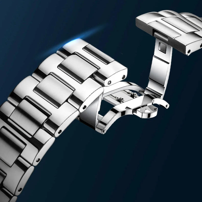 Relógio masculino SAPPHERO, pulseira de aço inoxidável, design resistente à água, calendário automático, presentes festivos, relógio de caixa de presente requintado