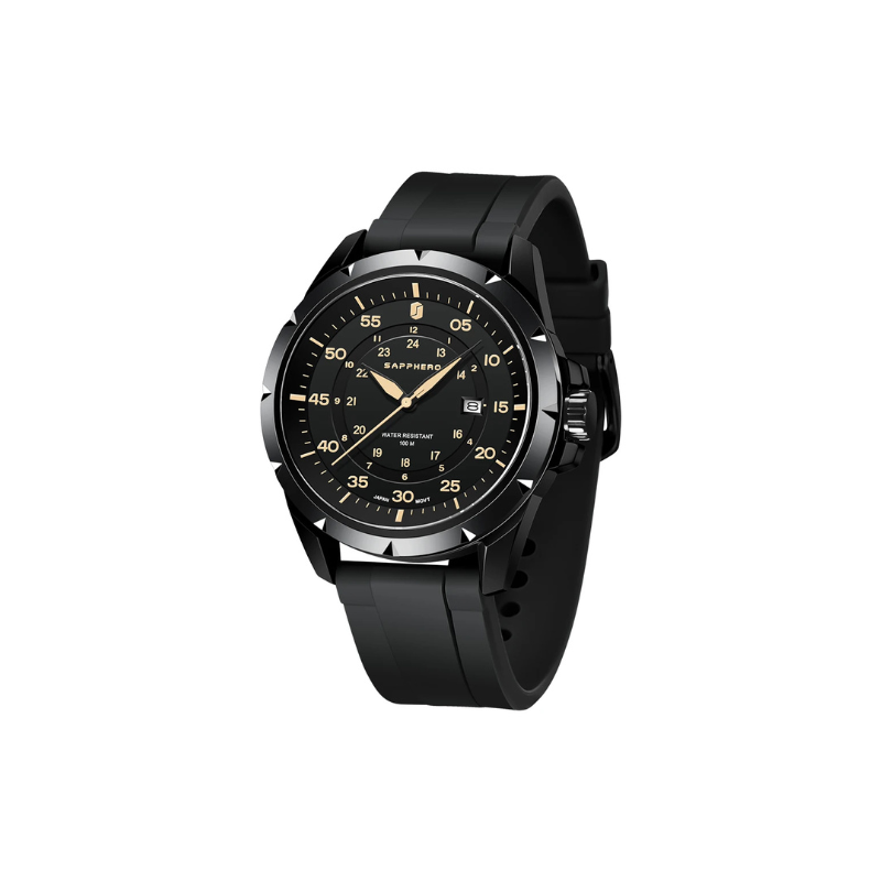 Relógio SAPPHERO SO2103 Preto Dourado | Design Elegante e Resistente
